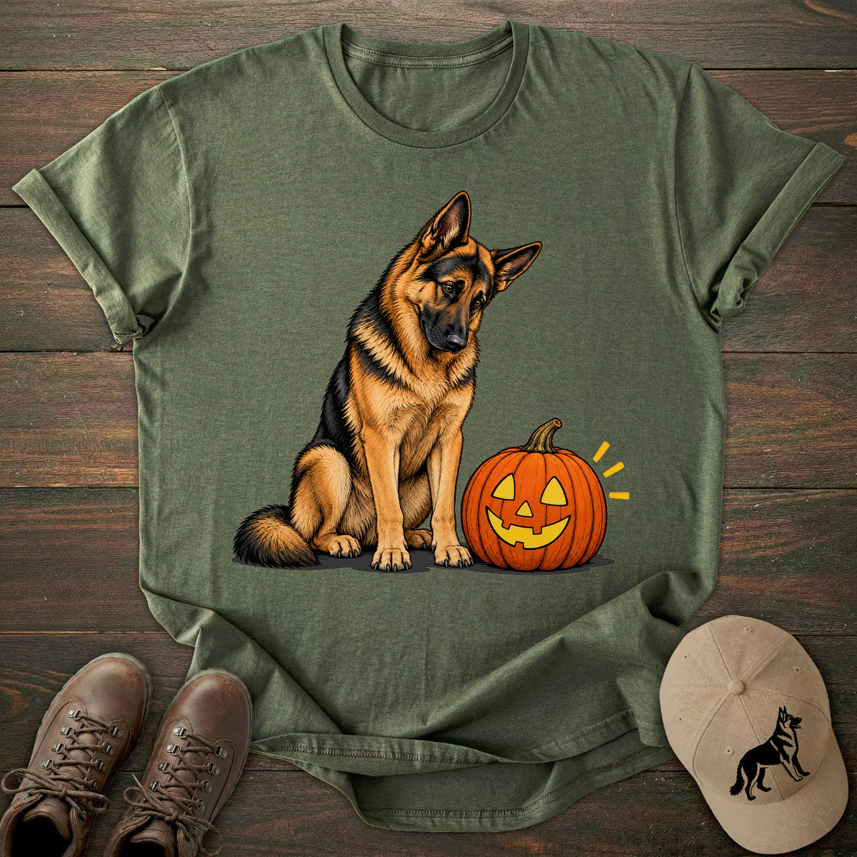 Halloween Pumpkin German Shepherd T-shirt