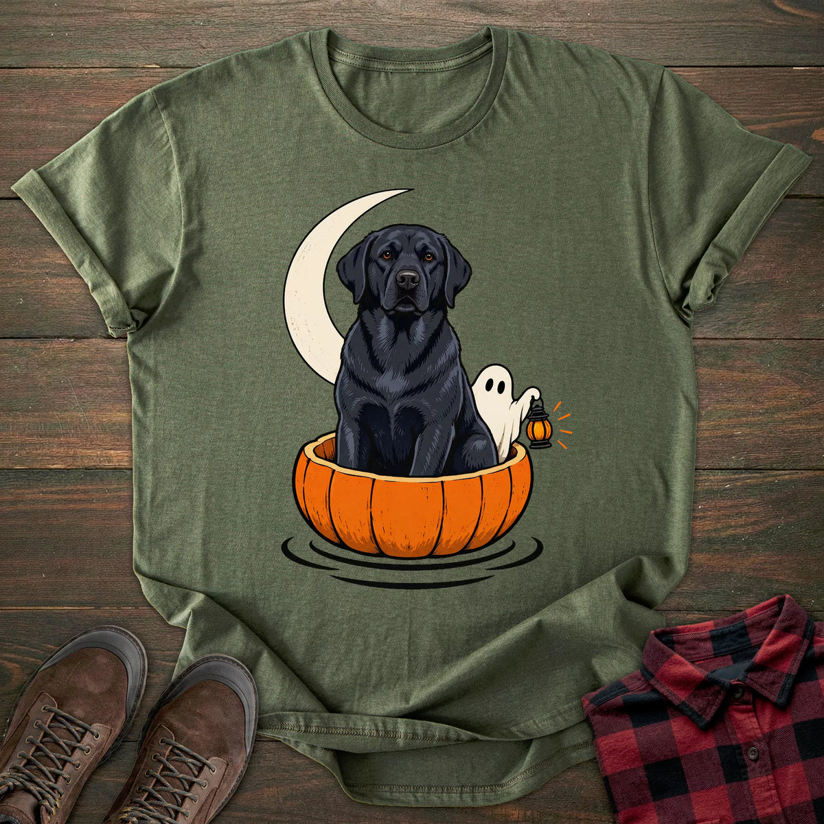 Pumpkin Boat Black Labrador T-shirt