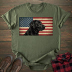 USA Flag Black Labrador T-shirt