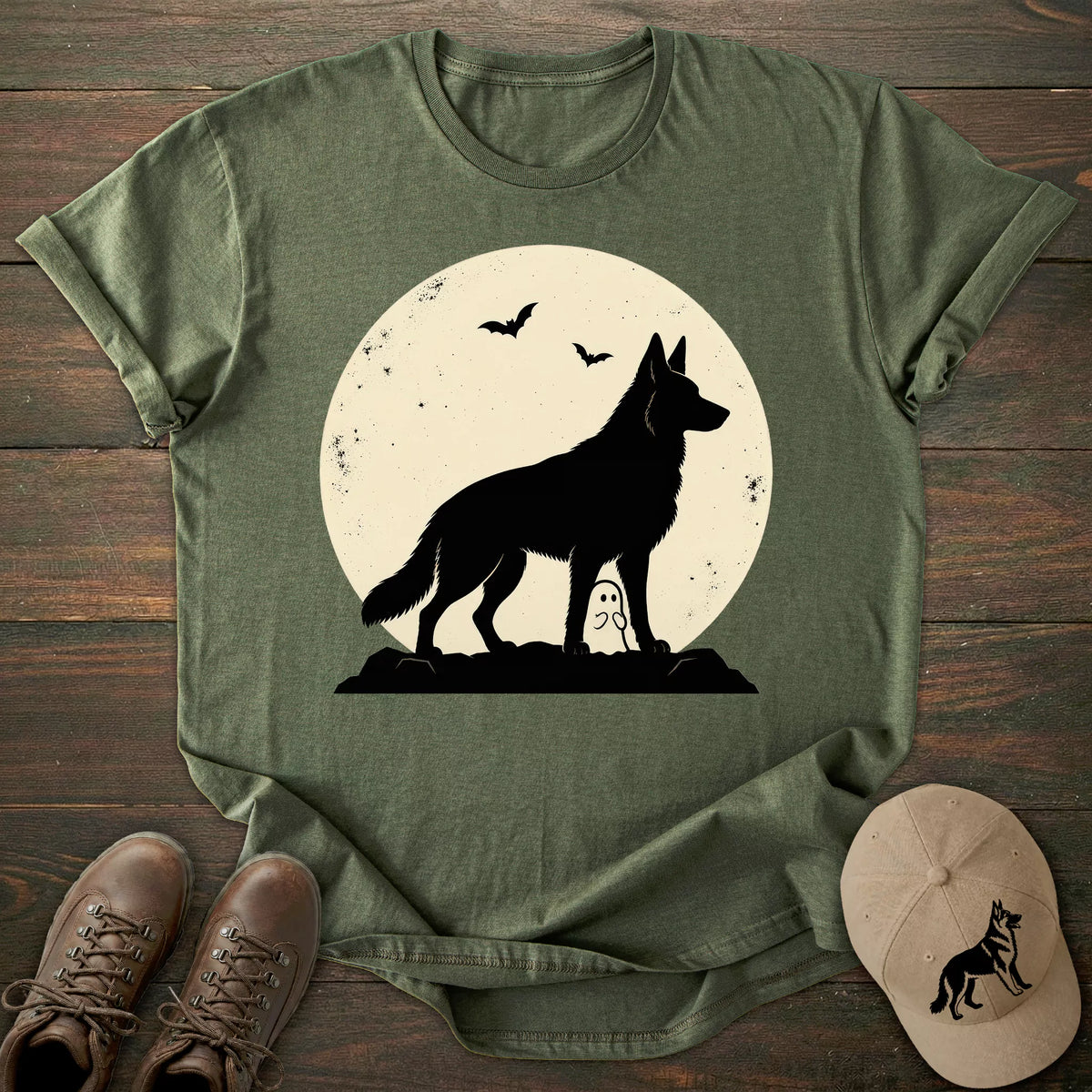 Halloween Moon German Shepherd T-shirt