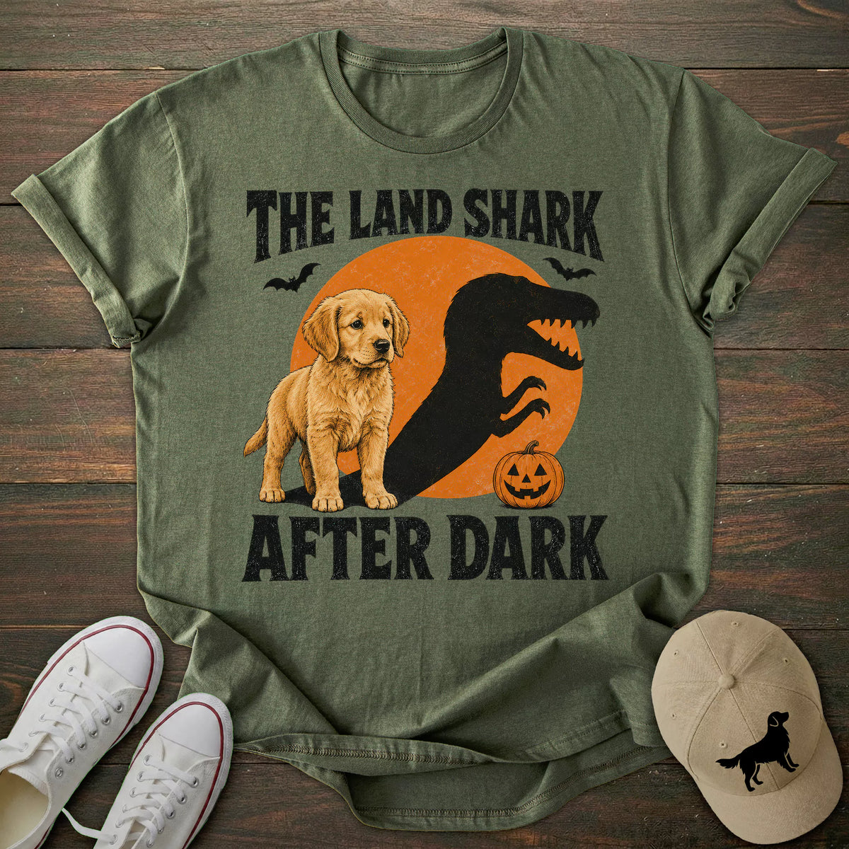 Halloween Land Shark Golden Retriever T-shirt