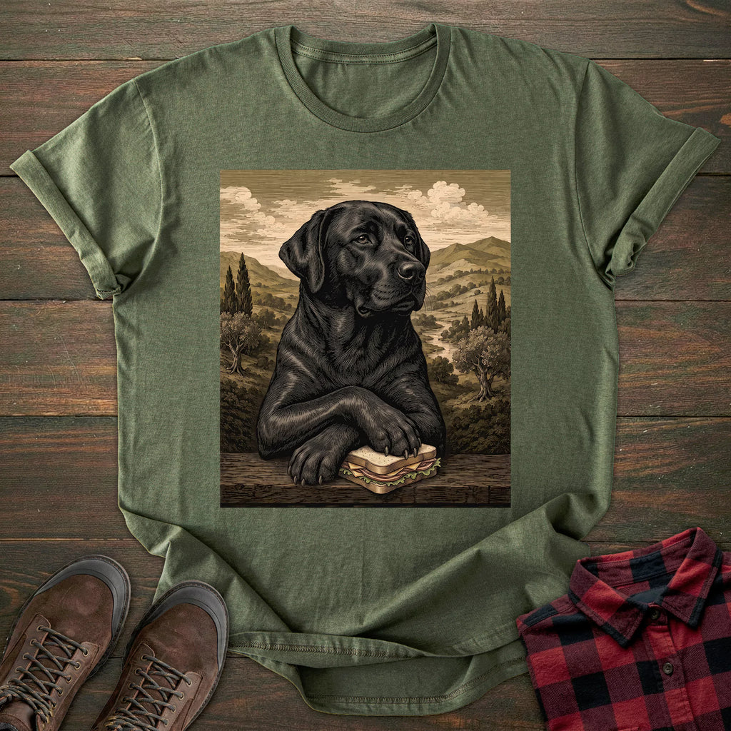 Mona Lisa Sandwich Black Labrador T-shirt