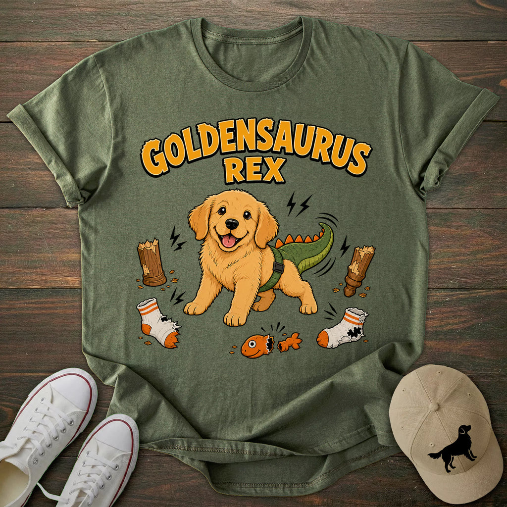 Goldensaurus Rex Golden Retriever T-shirt