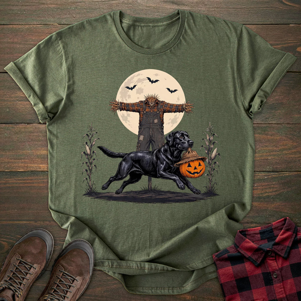 Scarecrow Pumpkin Black Labrador T-shirt