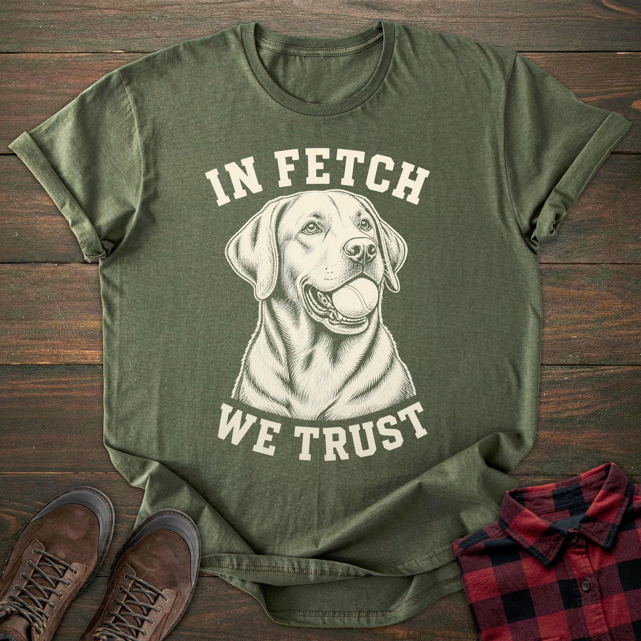 In Fetch We Trust Labrador T-shirt