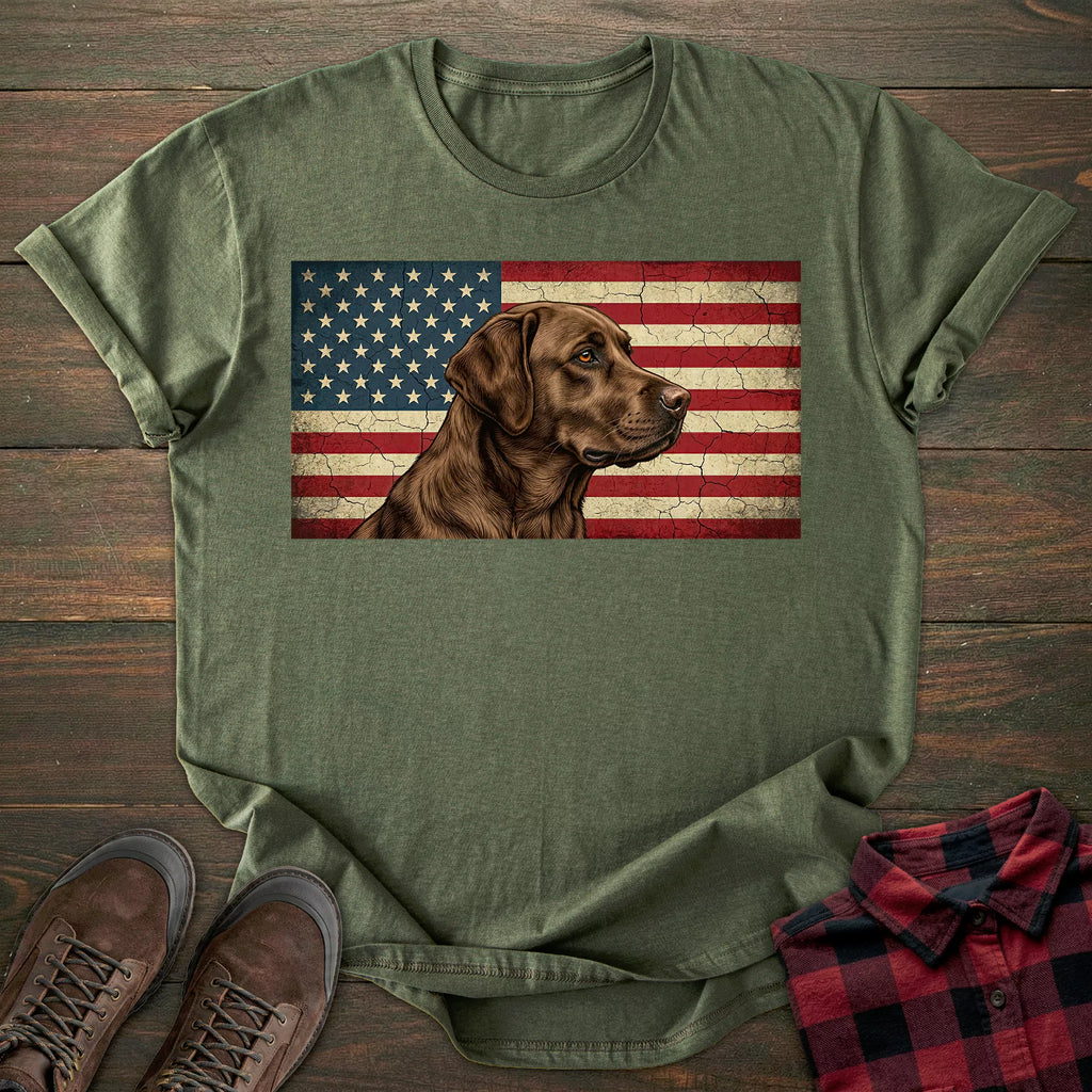 USA Flag Chocolate Labrador T-shirt