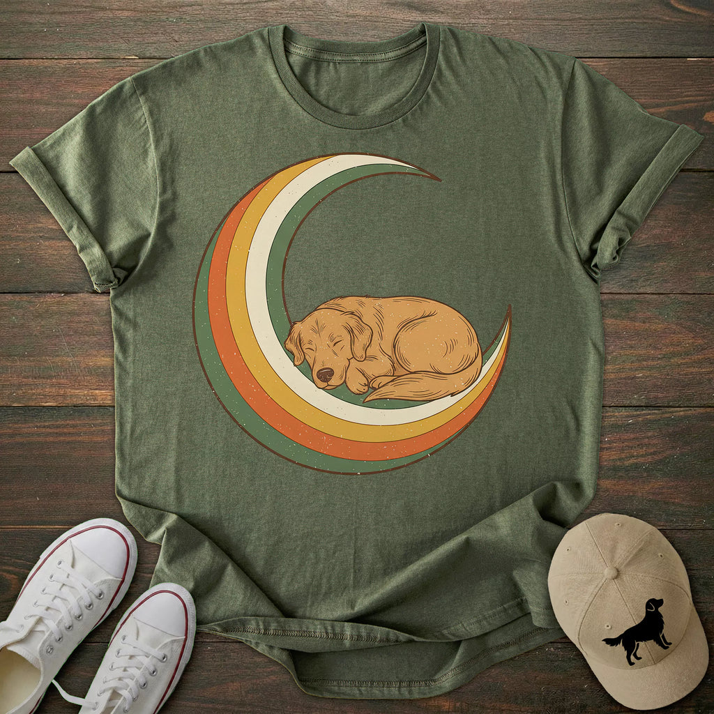 Vintage Moon Golden Retriever T-shirt