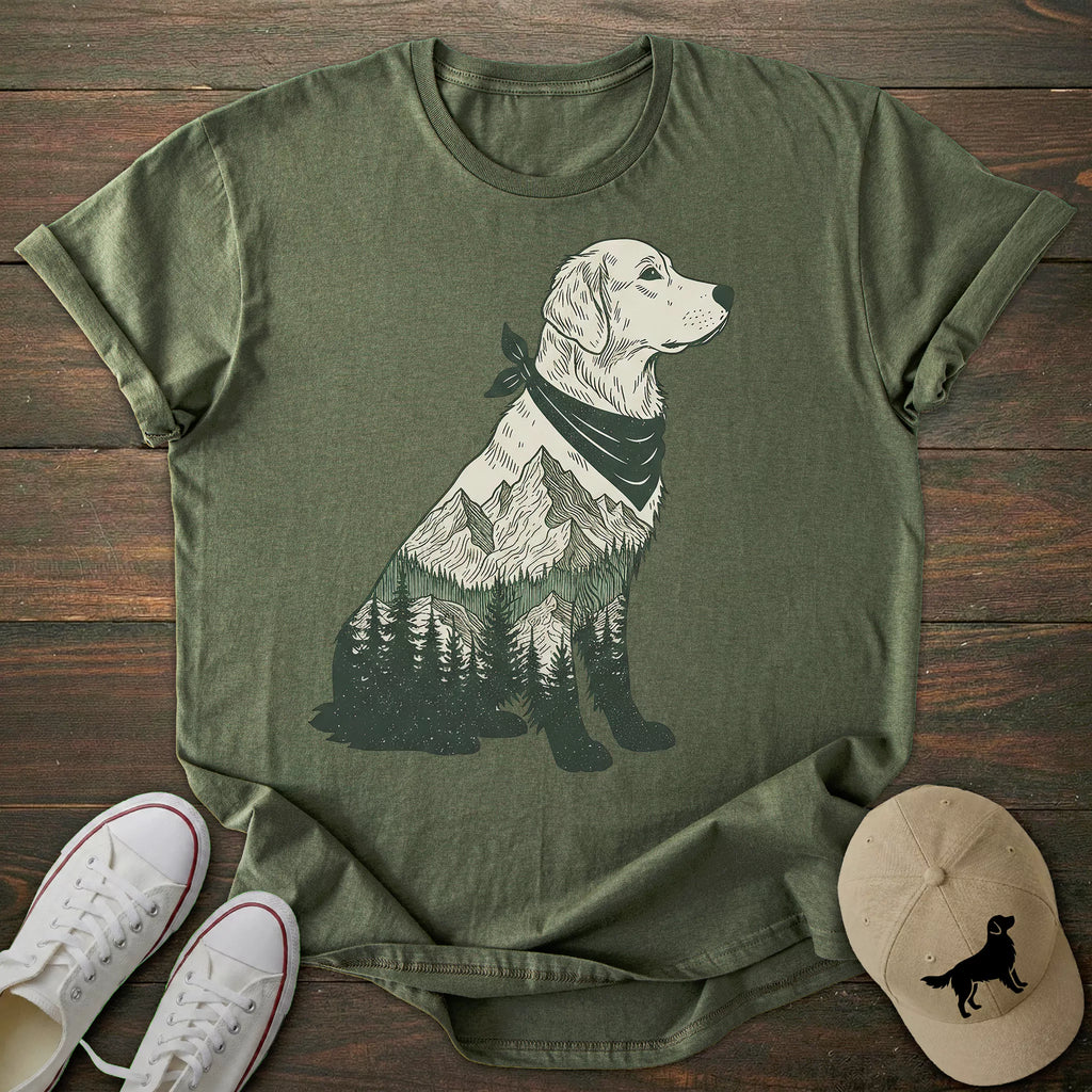 Mountain Silhouette Golden Retriever T-shirt