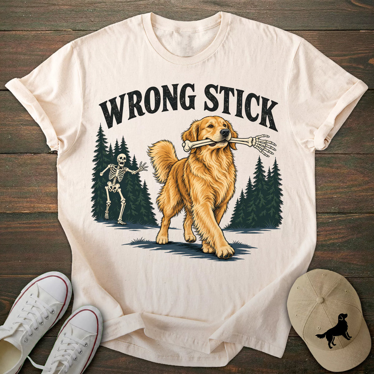 Wrong Stick Golden Retriever T-shirt