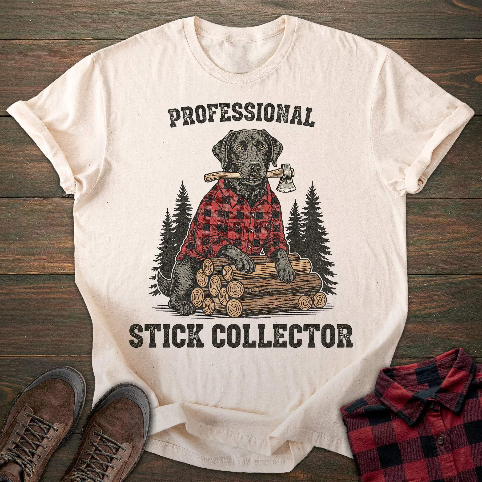 Stick Collector Black Labrador T-shirt