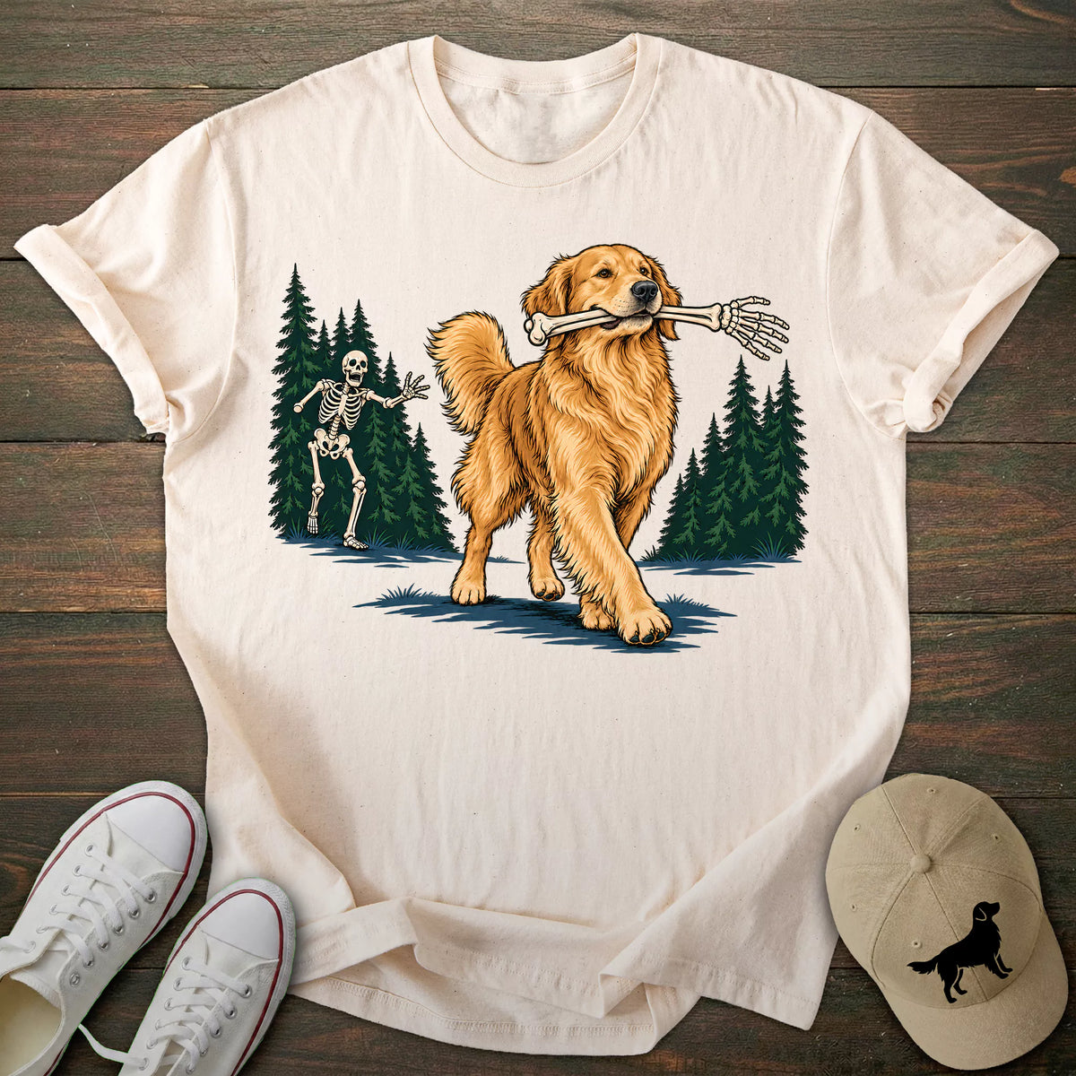 Skeleton Golden Retriever T-shirt