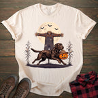 Scarecrow Pumpkin Chocolate Labrador T-shirt