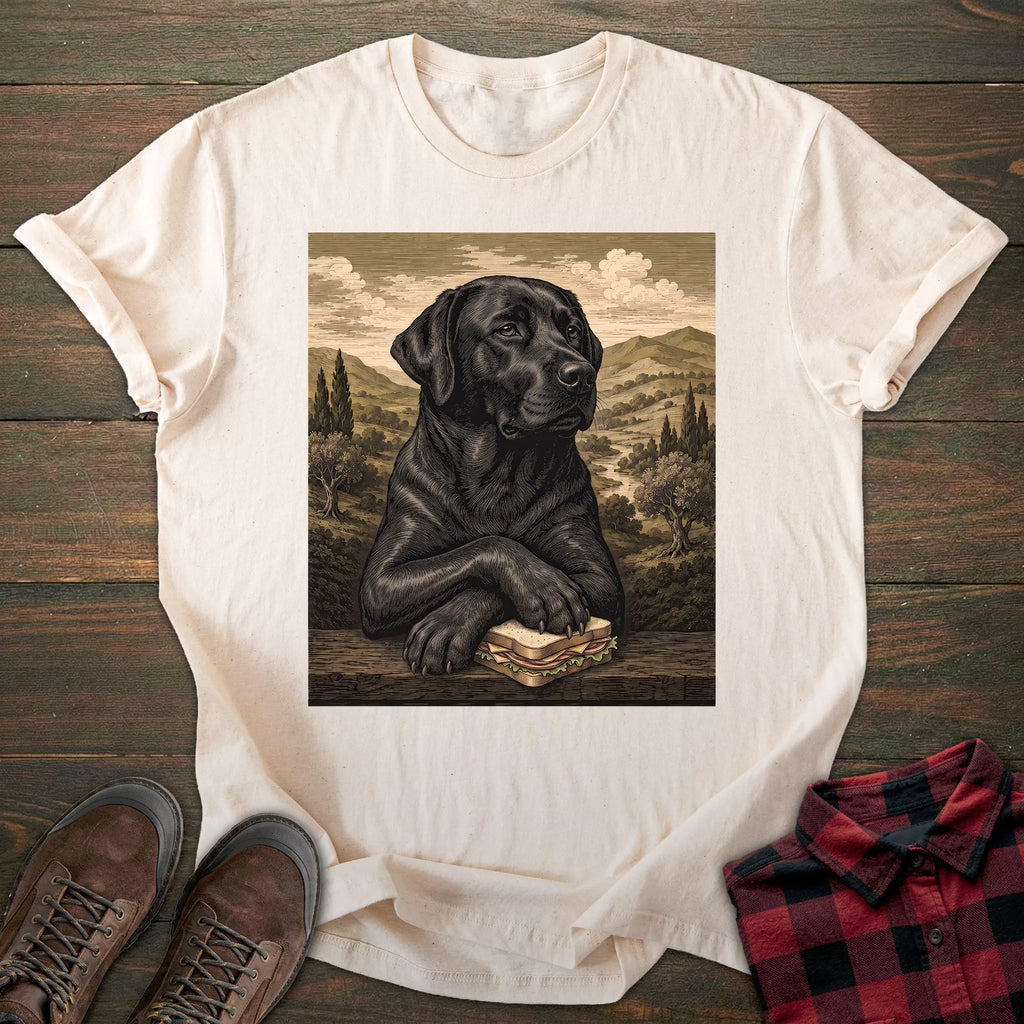 Mona Lisa Sandwich Black Labrador T-shirt