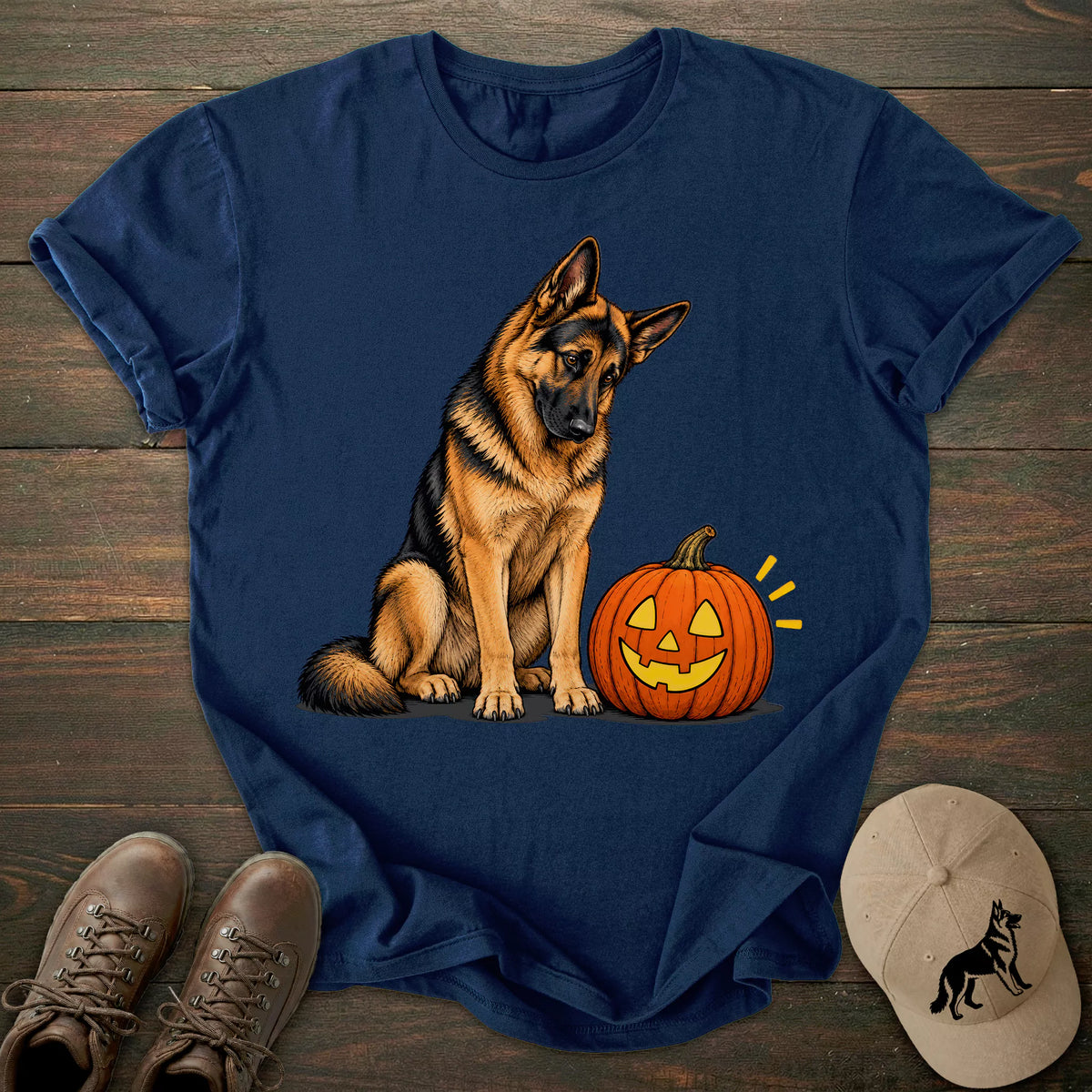 Halloween Pumpkin German Shepherd T-shirt