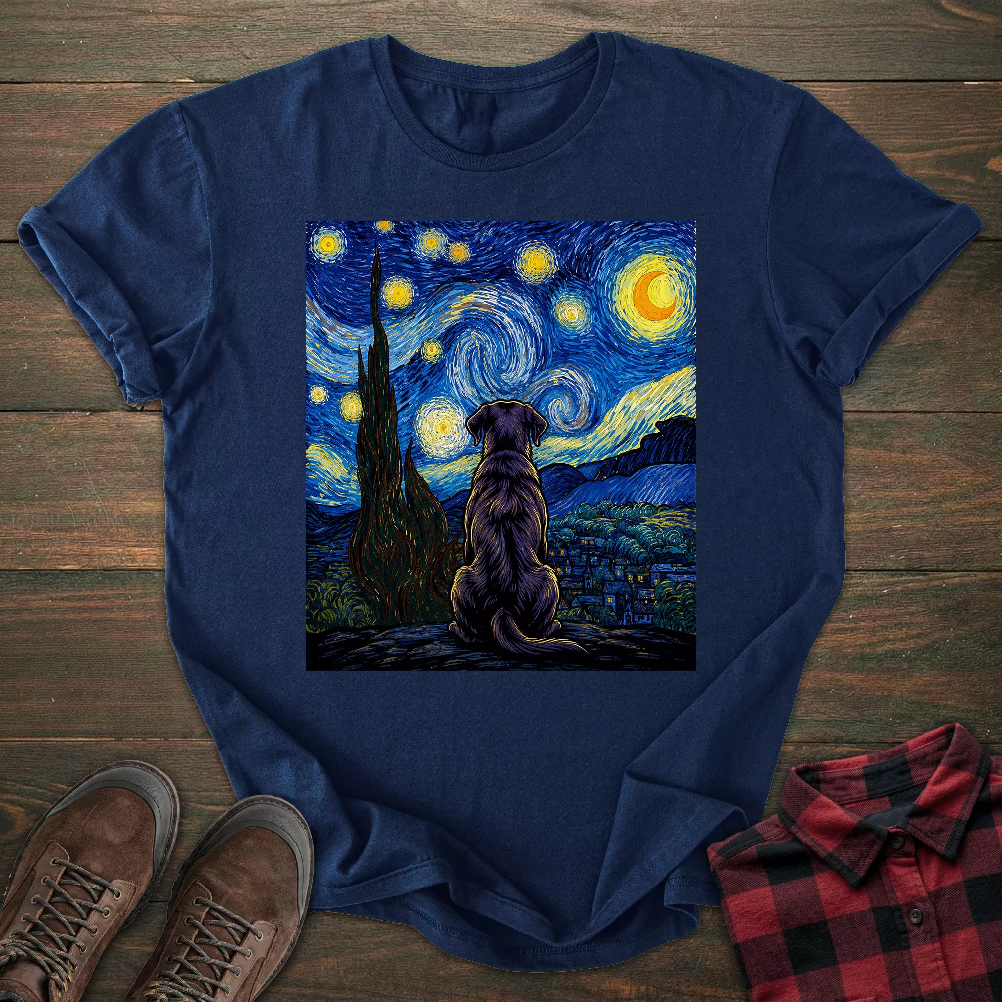 Starry Night Black Labrador T-shirt