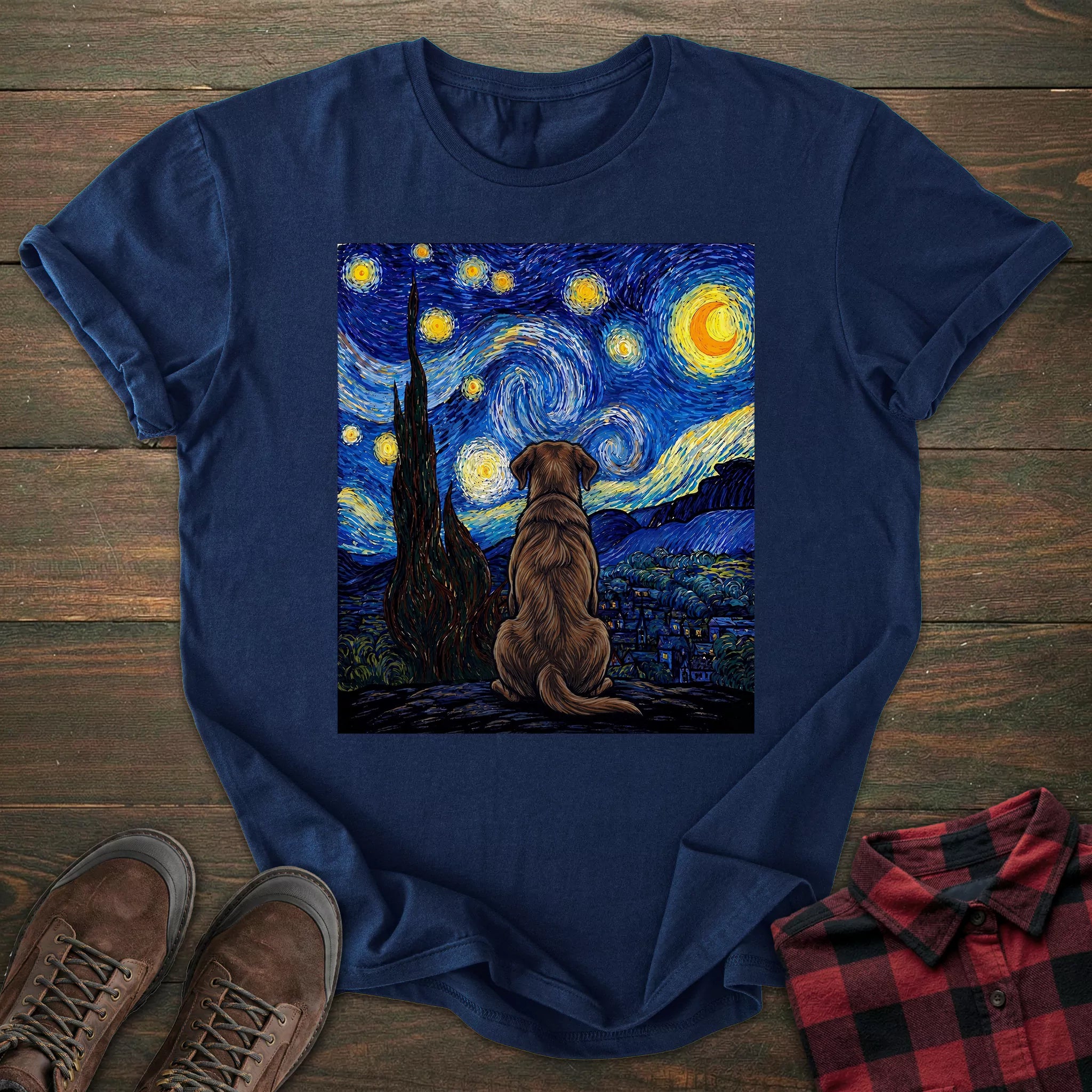 Starry Night Chocolate Labrador T-shirt