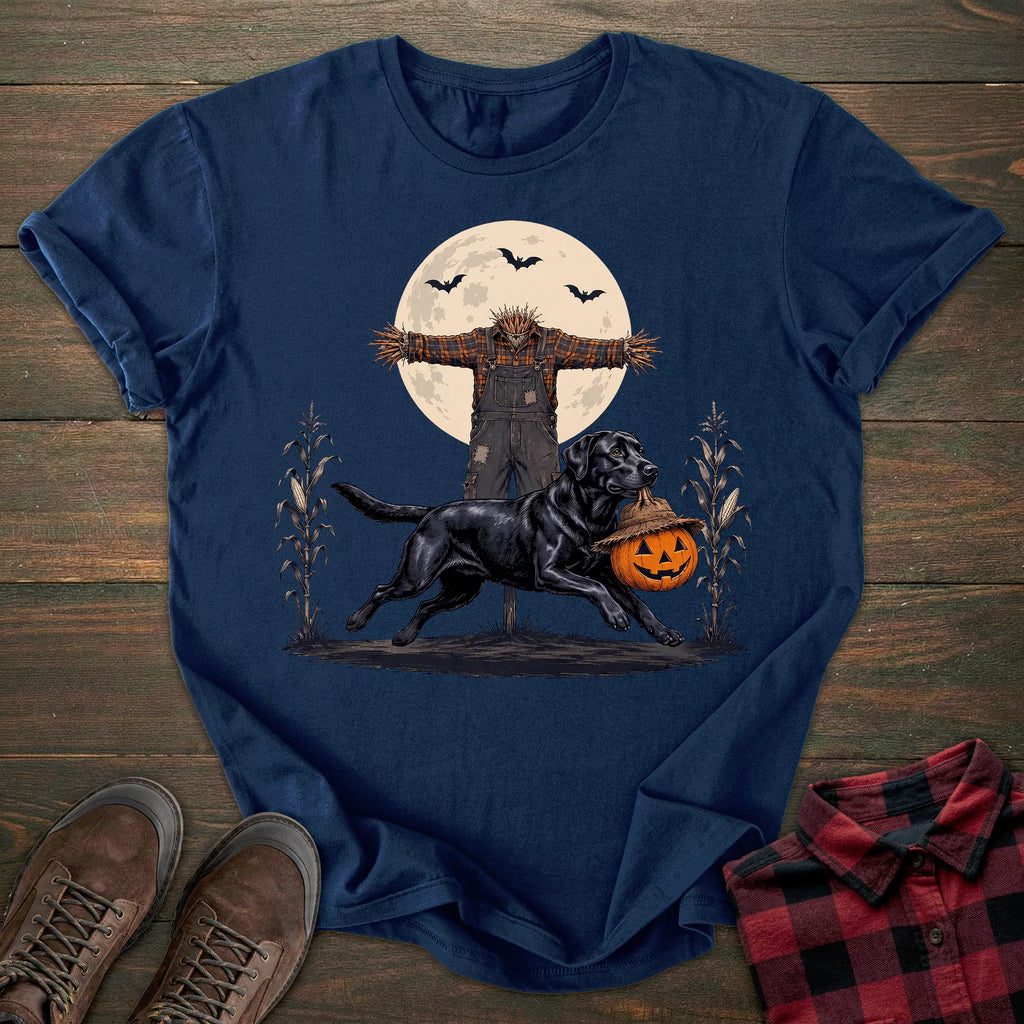 Scarecrow Pumpkin Black Labrador T-shirt