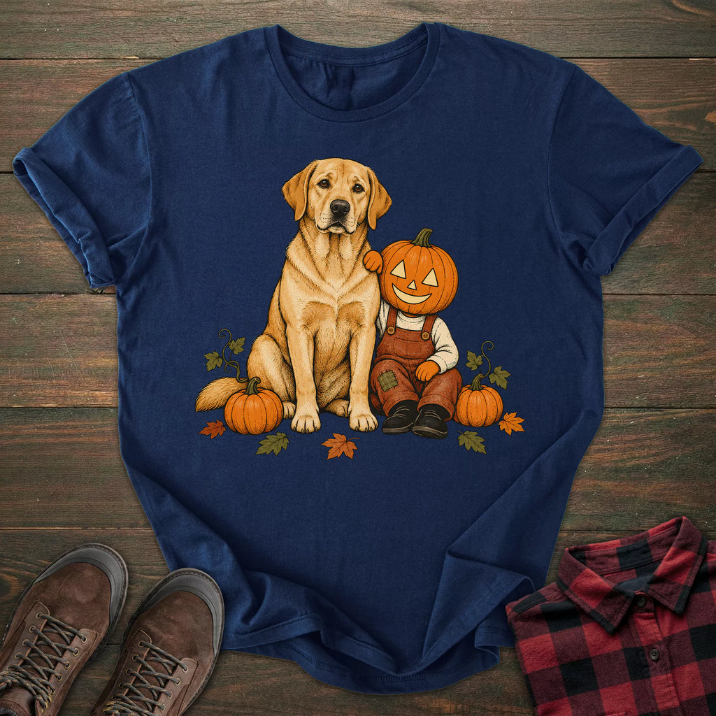 Pumpkin Friend Yellow Labrador T-shirt