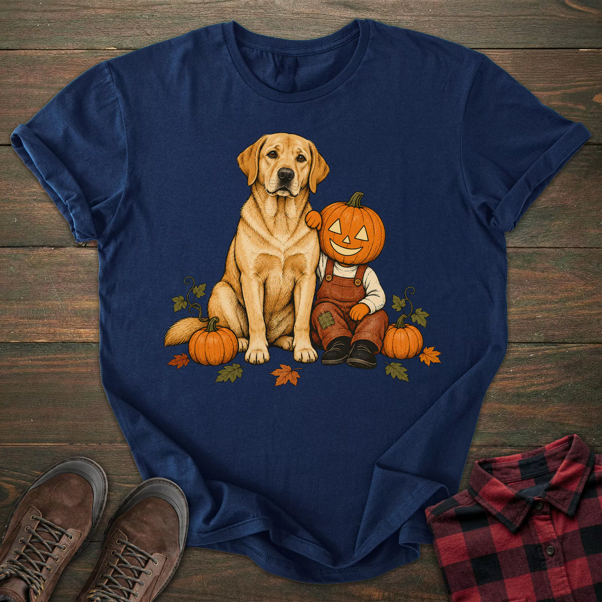 Pumpkin Friend Yellow Labrador T-shirt