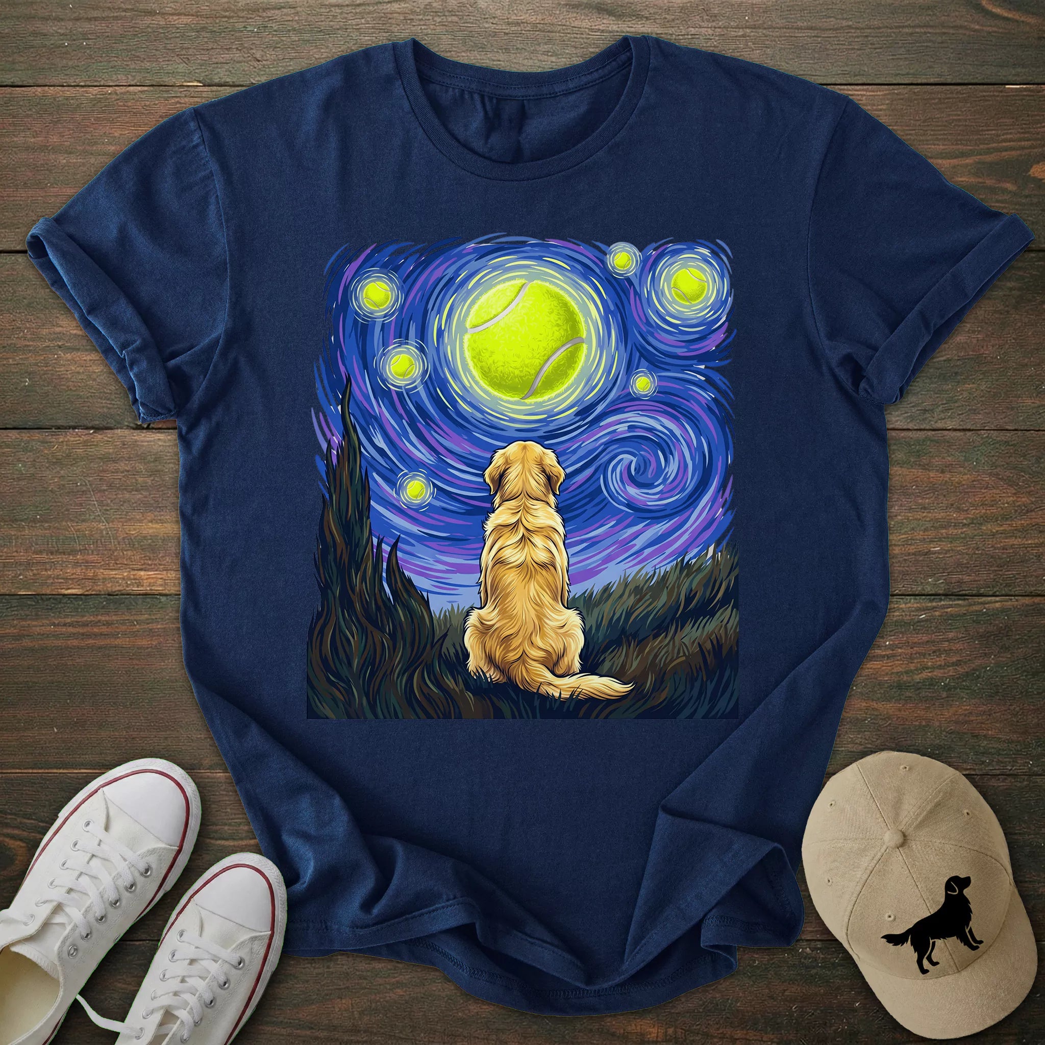 Starry Night Golden Retriever T-shirt