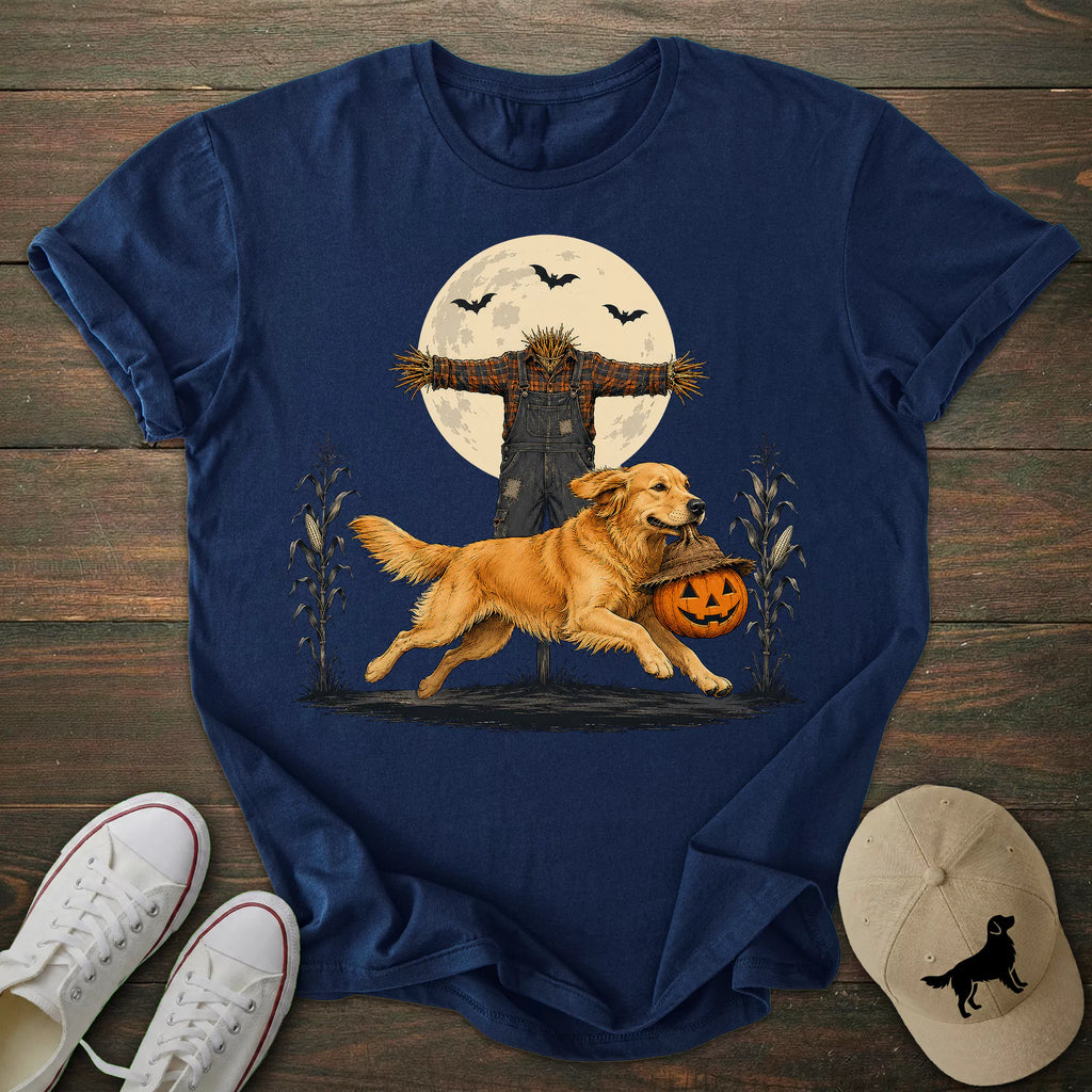 Scarecrow Pumpkin Golden Retriever T-shirt