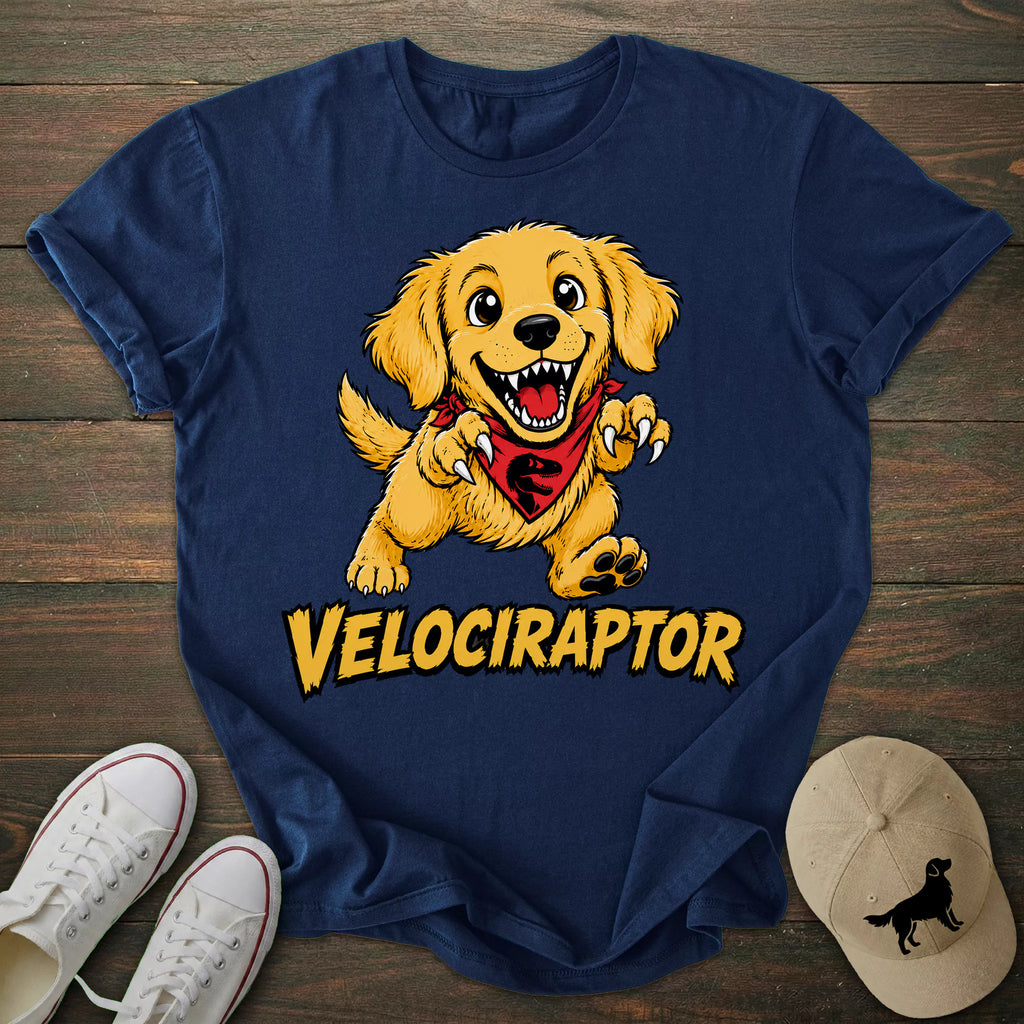 Velociraptor Golden Retriever T-shirt
