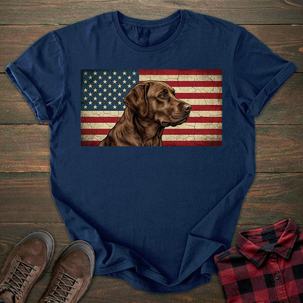 USA Flag Chocolate Labrador T-shirt