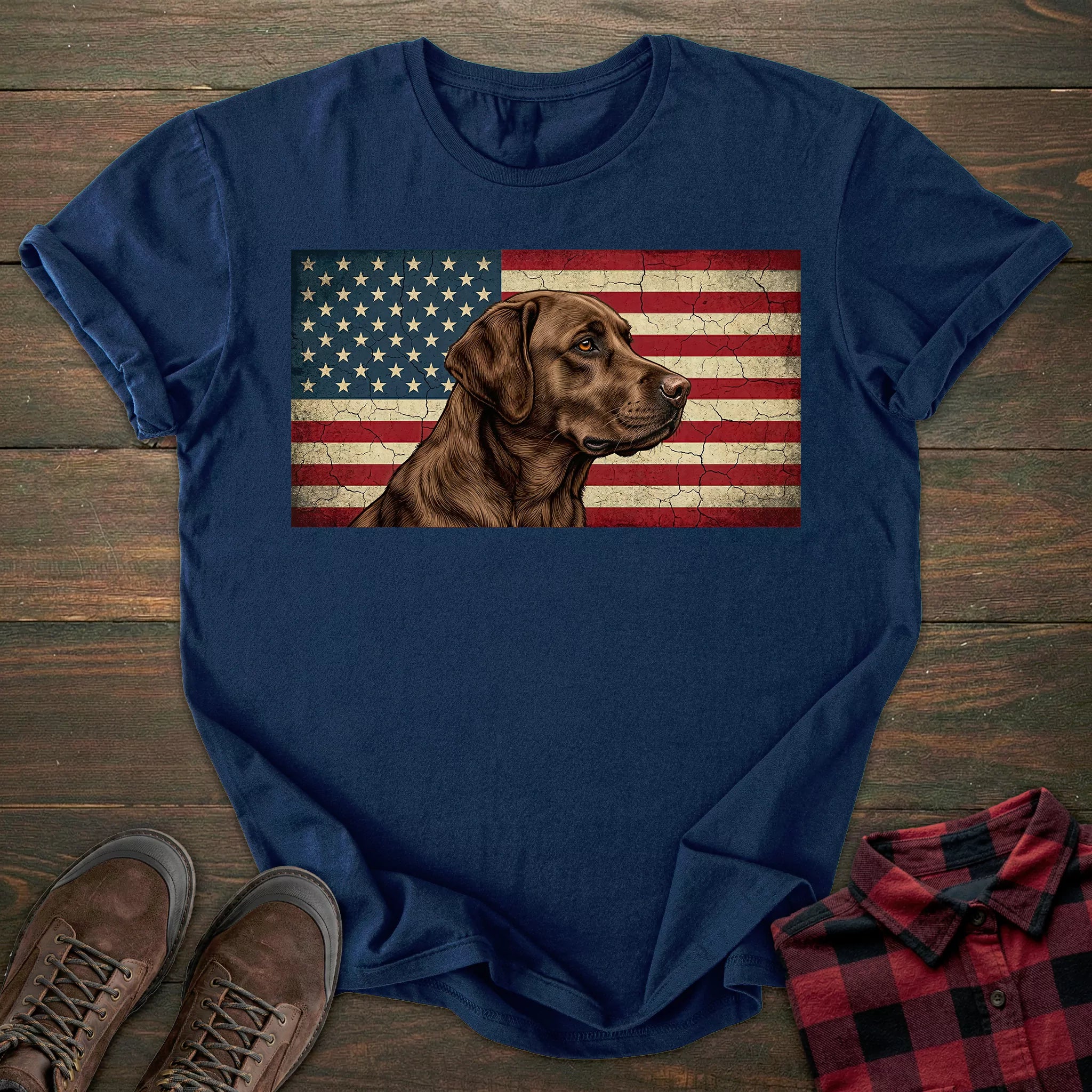USA Flag Chocolate Labrador T-shirt