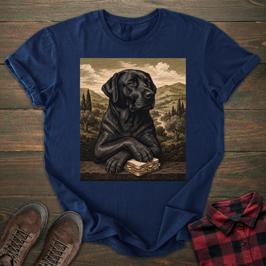 Mona Lisa Sandwich Black Labrador T-shirt