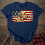 USA Flag Yellow Labrador T-shirt