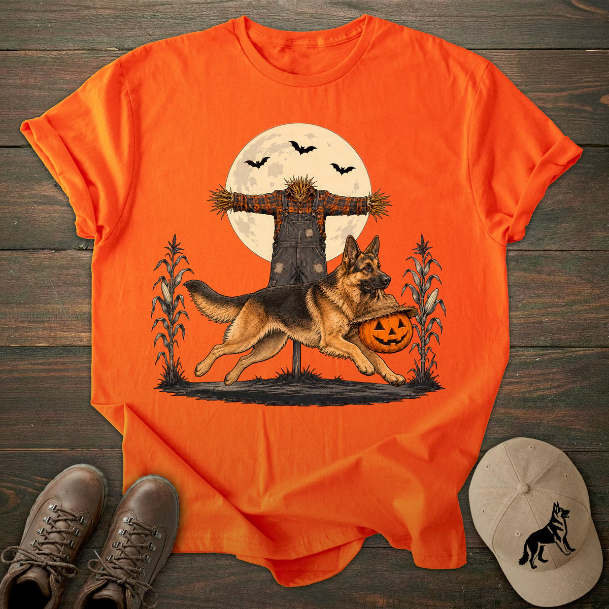 Scarecrow Pumpkin German Shepherd T-shirt