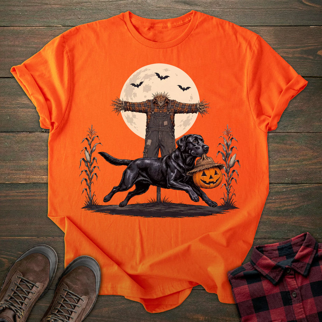 Scarecrow Pumpkin Black Labrador T-shirt