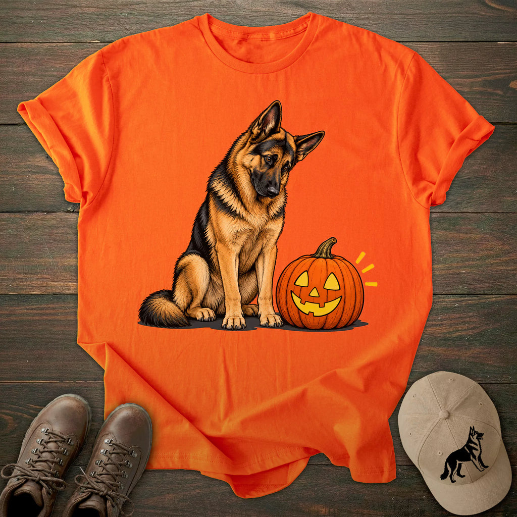 Halloween Pumpkin German Shepherd T-shirt