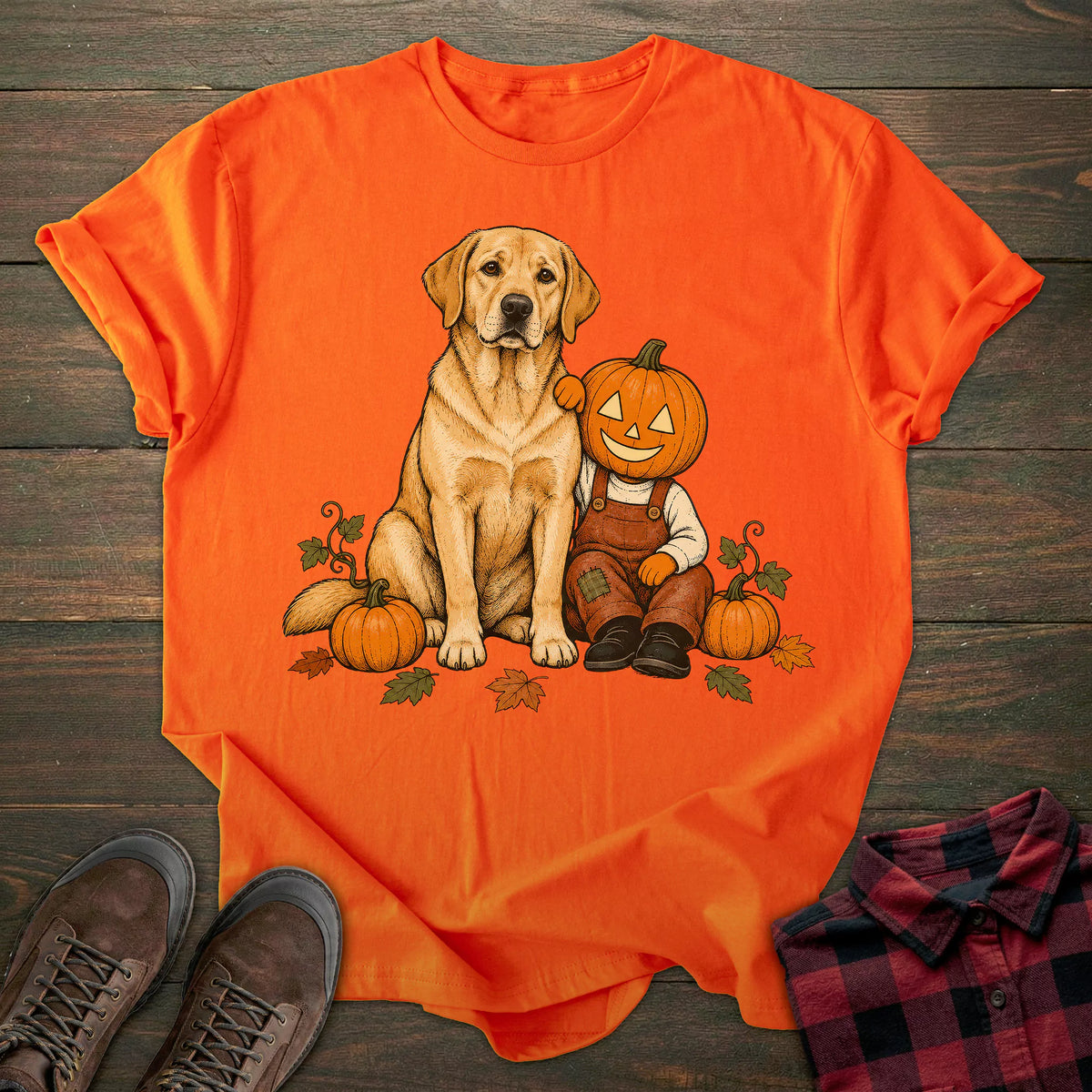 Pumpkin Friend Yellow Labrador T-shirt