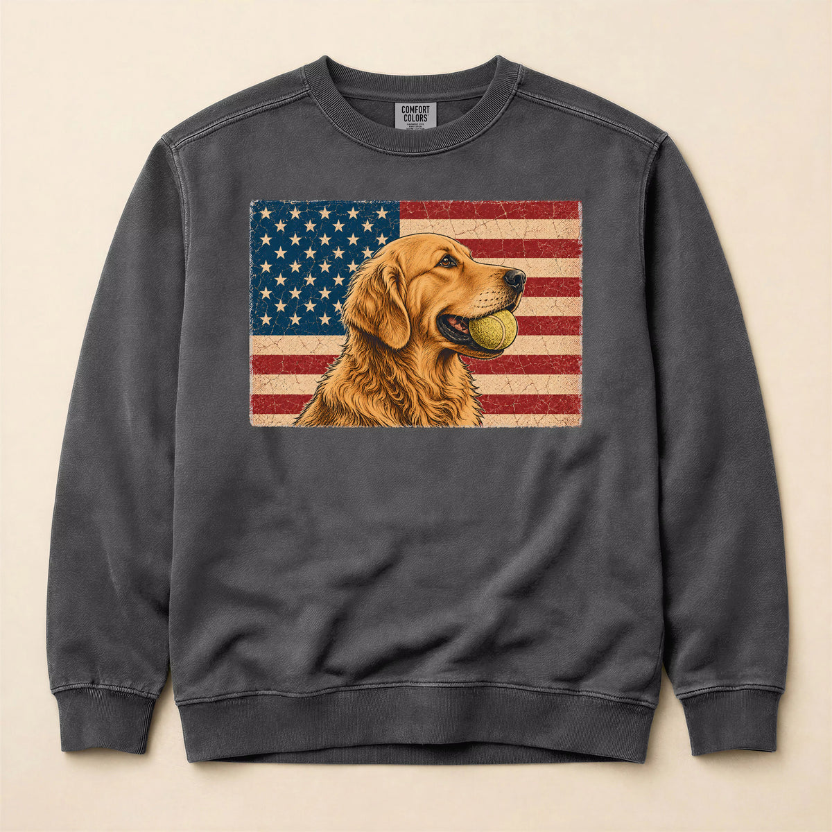USA Flag Golden Retriever Sweatshirt