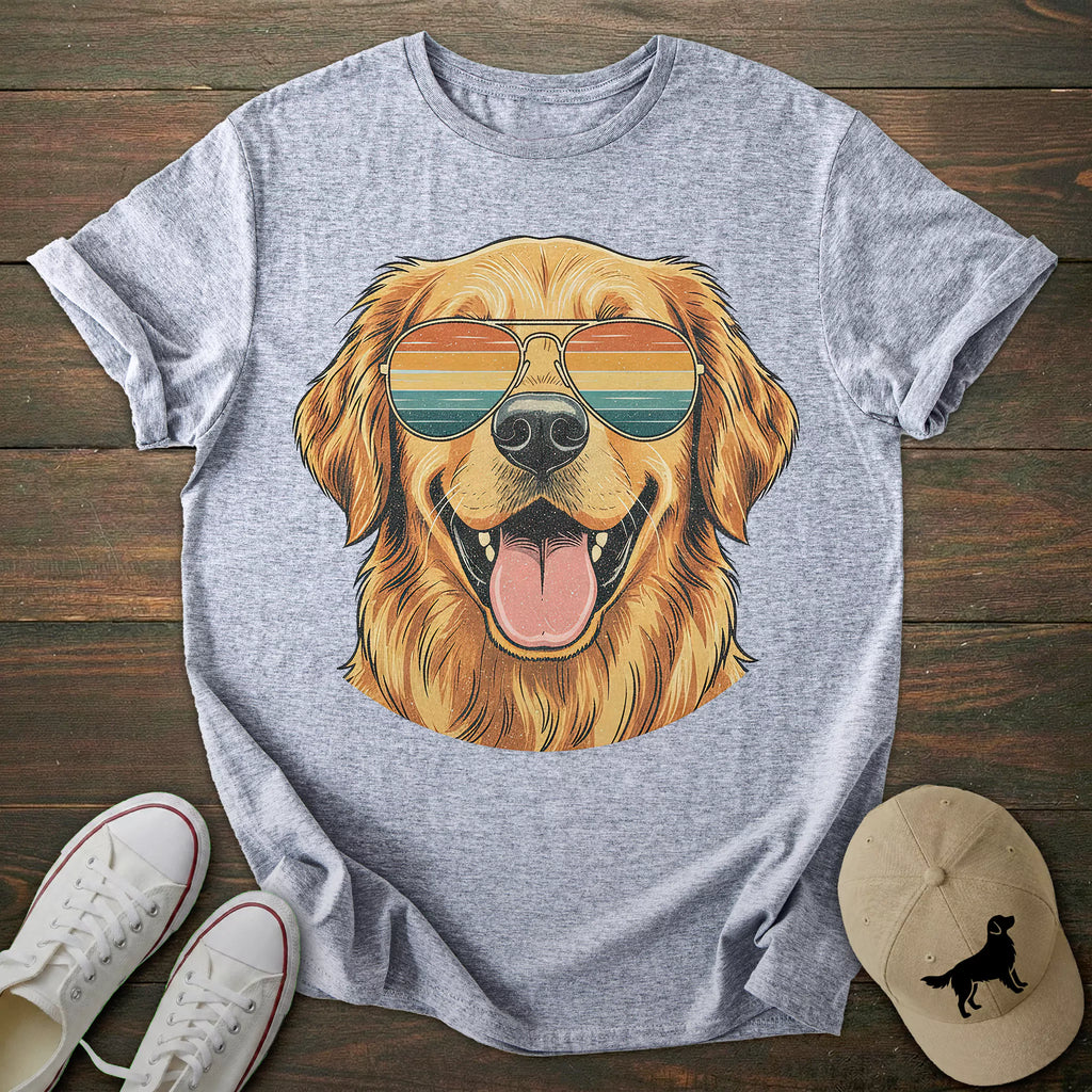 Retro Sunglasses Golden Retriever T-shirt