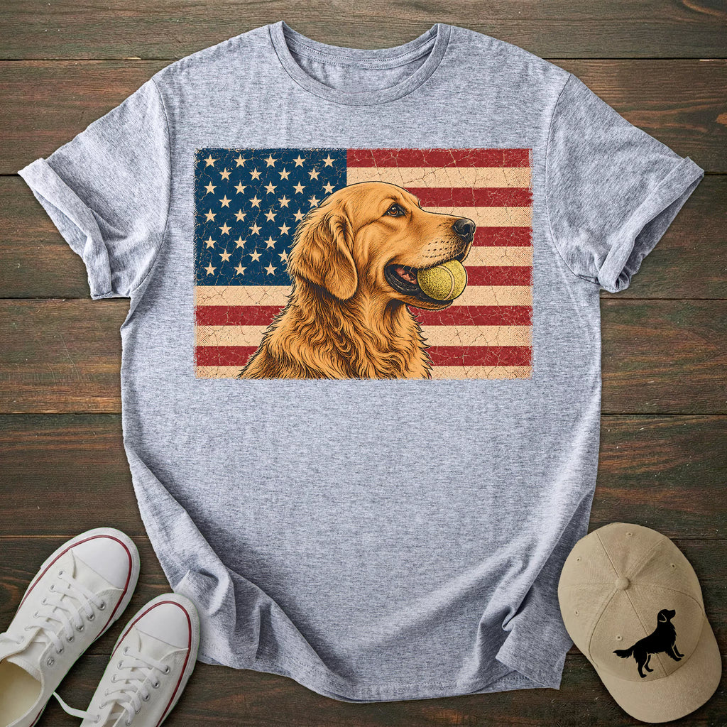 USA Flag Golden Retriever T-shirt