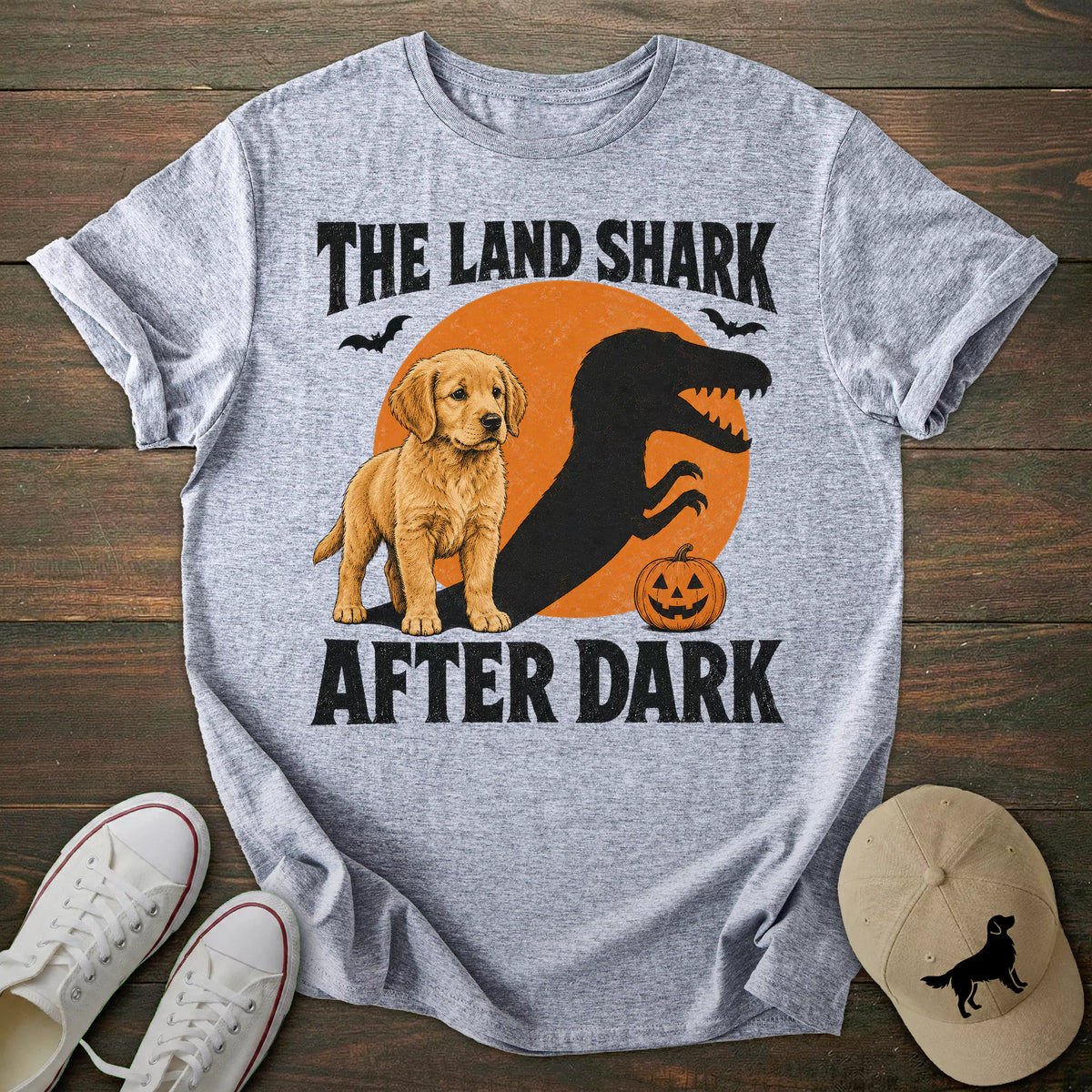Halloween Land Shark Golden Retriever T-shirt