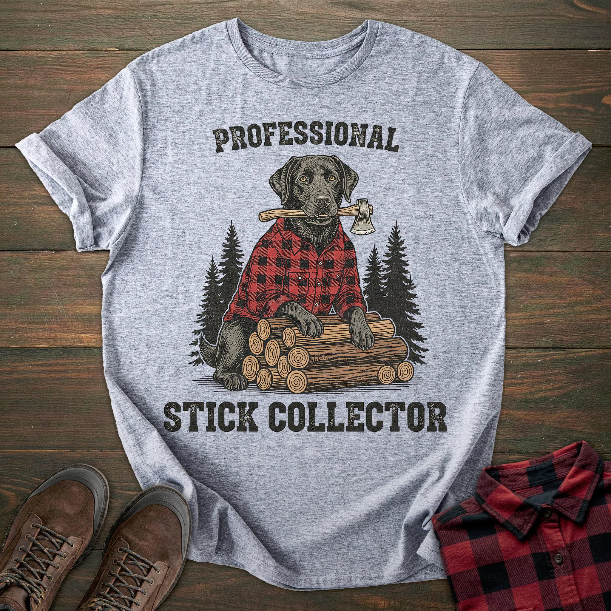 Stick Collector Black Labrador T-shirt
