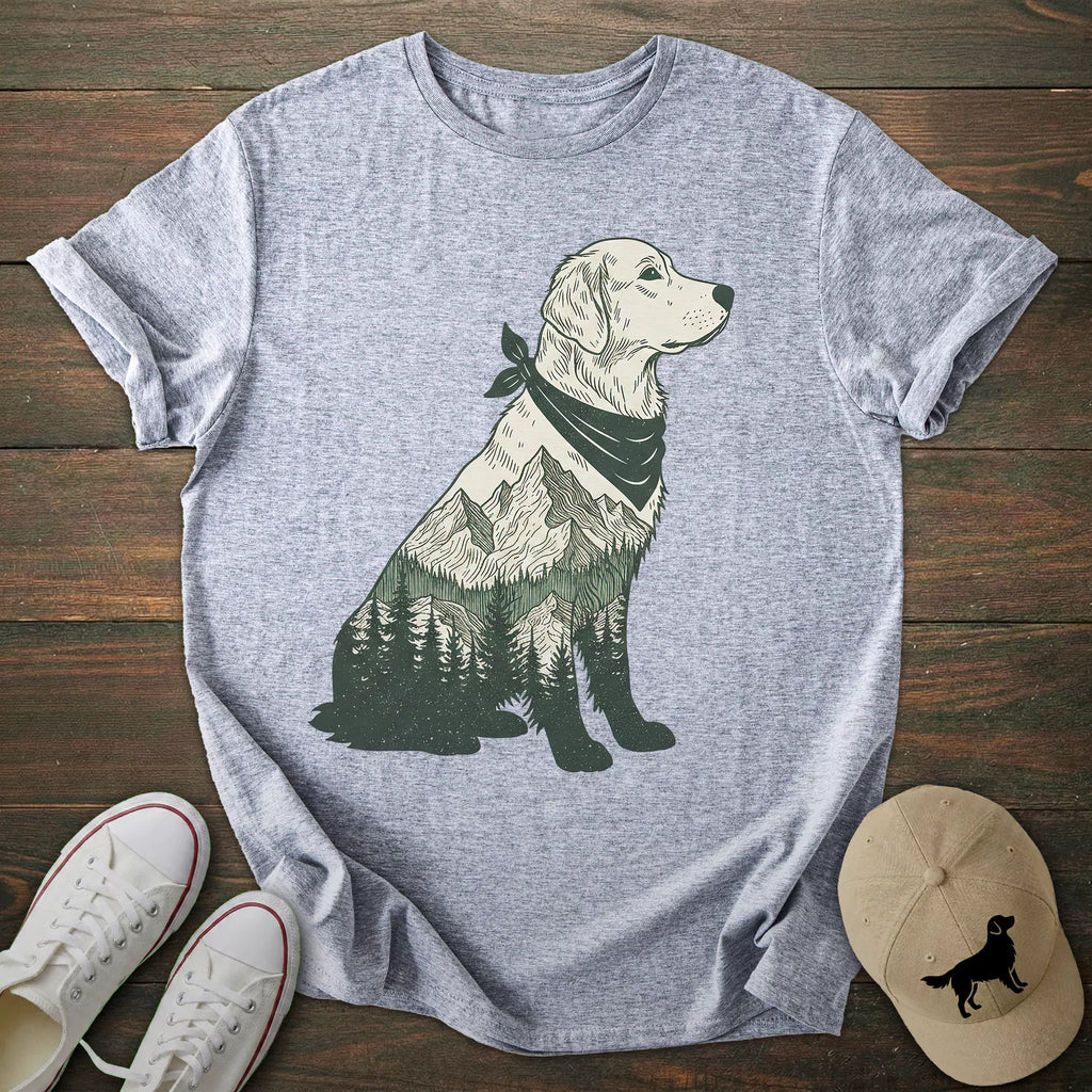Mountain Silhouette Golden Retriever T-shirt