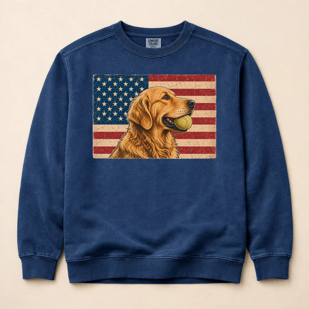 USA Flag Golden Retriever Sweatshirt