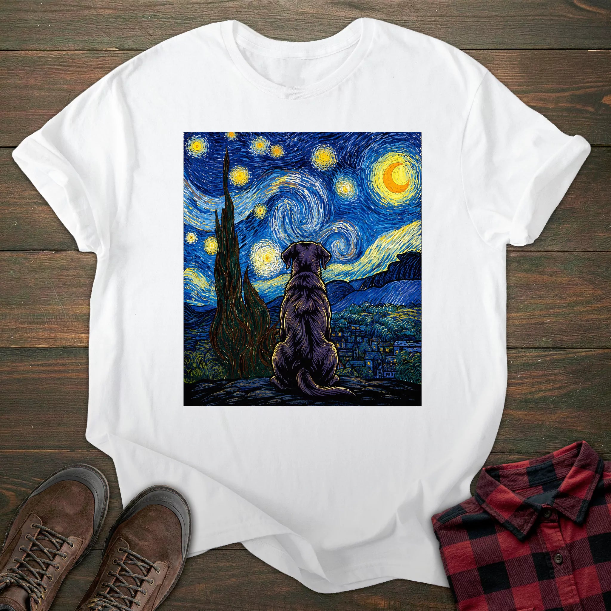 Starry Night Black Labrador T-shirt