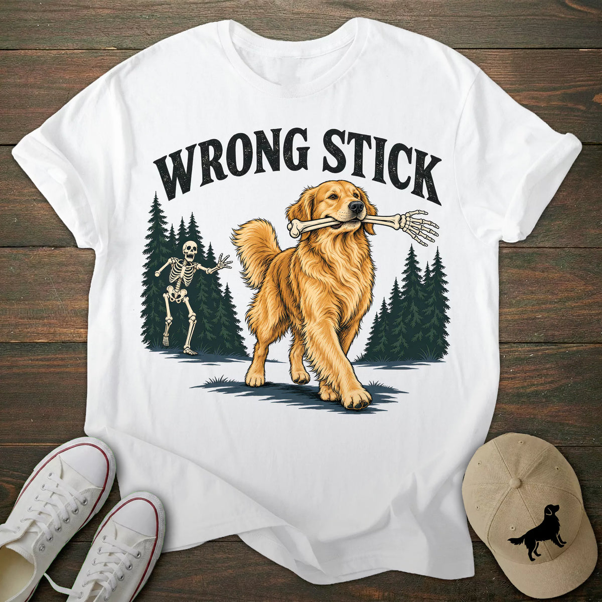 Wrong Stick Golden Retriever T-shirt