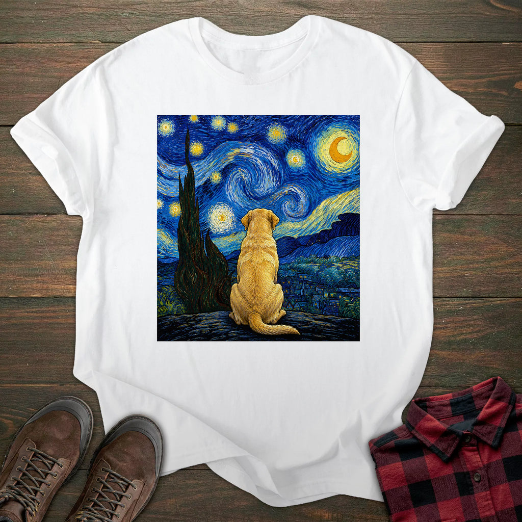 Starry Night Yellow Labrador T-shirt