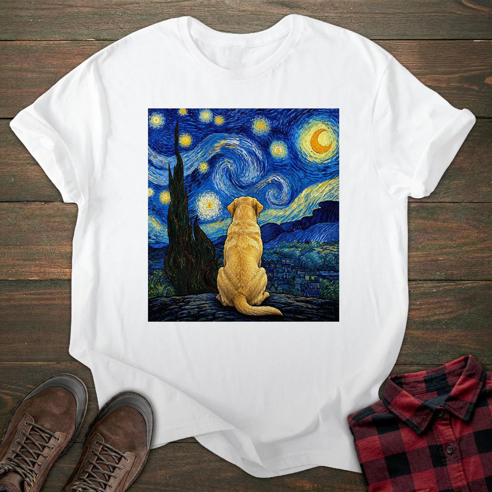 Starry Night Yellow Labrador T-shirt