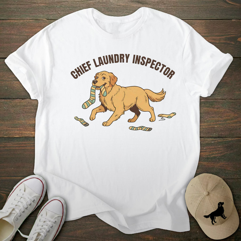 Laundry Inspector Golden Retriever T-shirt