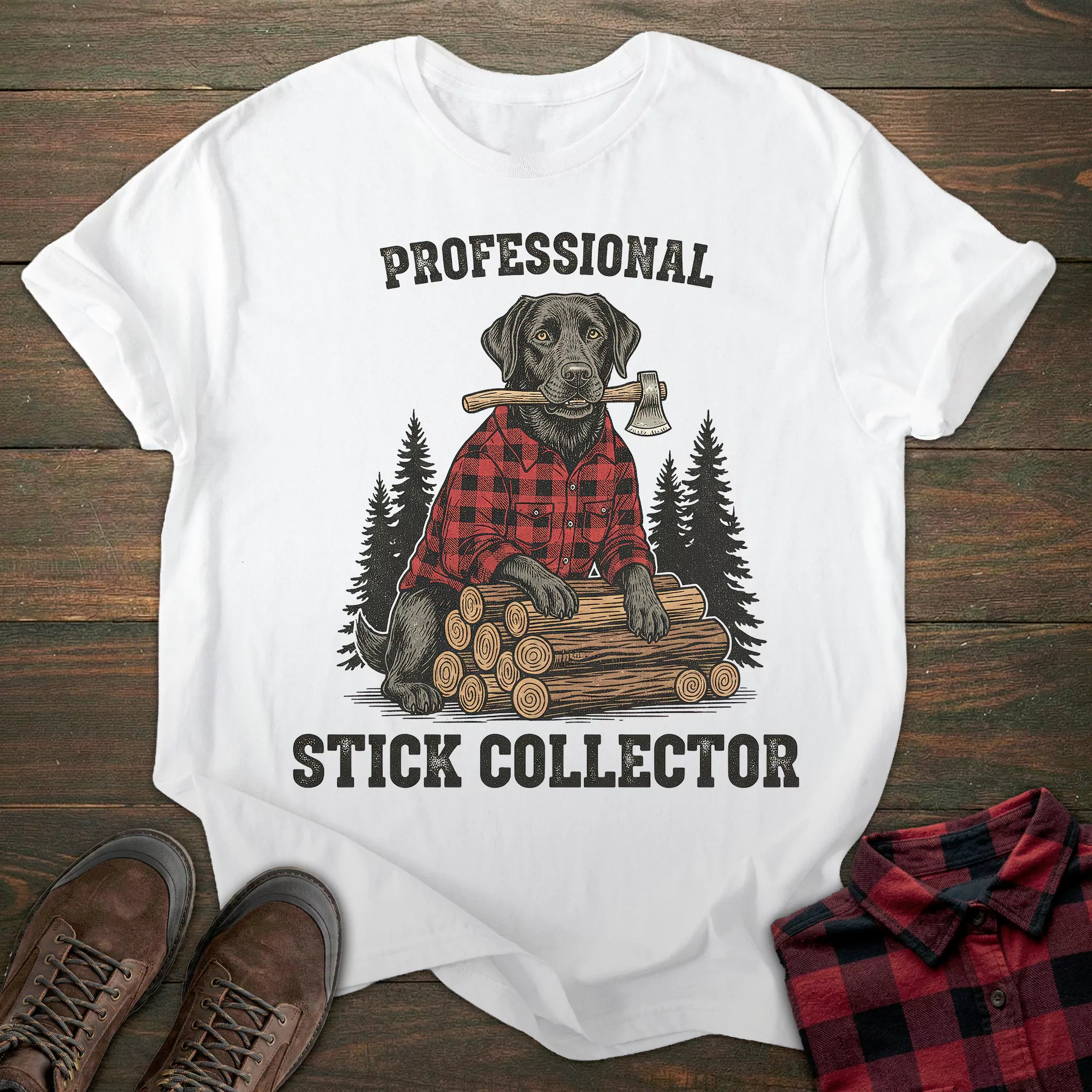 Stick Collector Black Labrador T-shirt