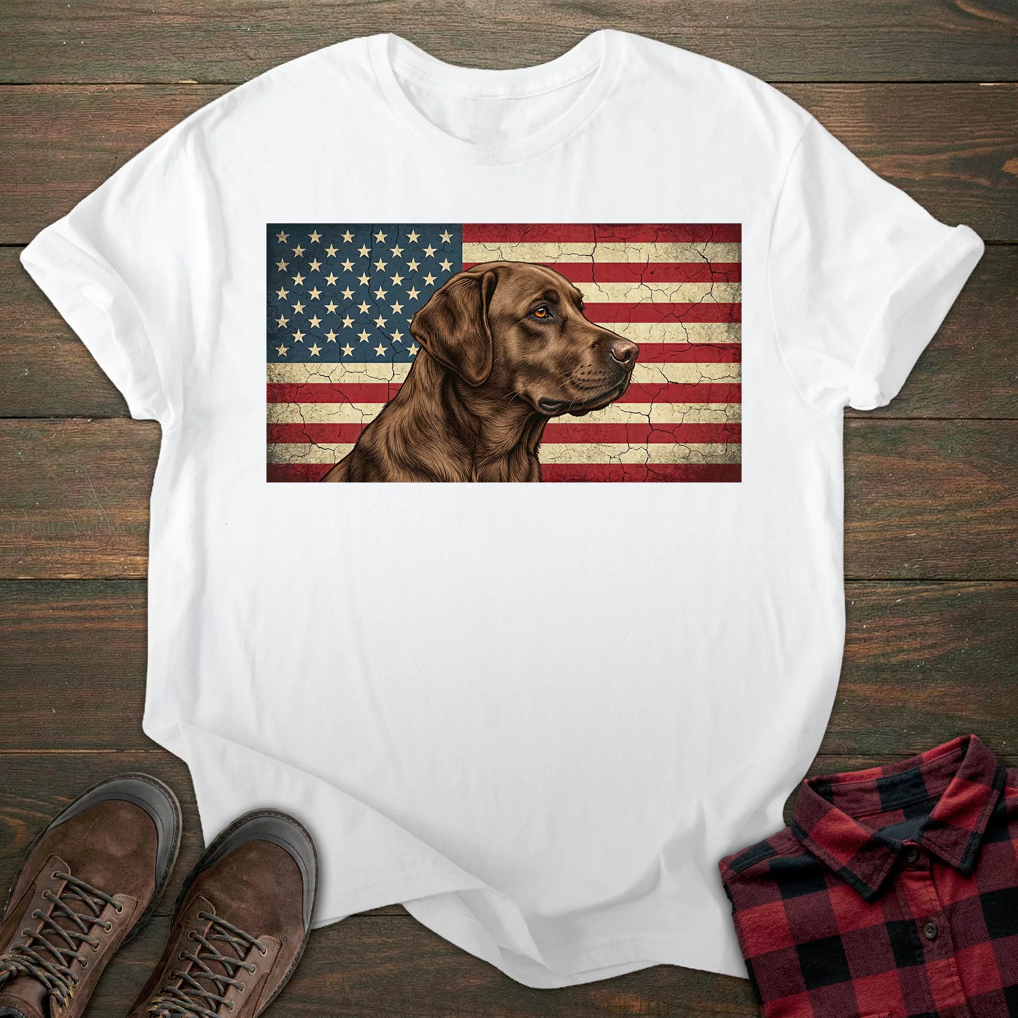 USA Flag Chocolate Labrador T-shirt