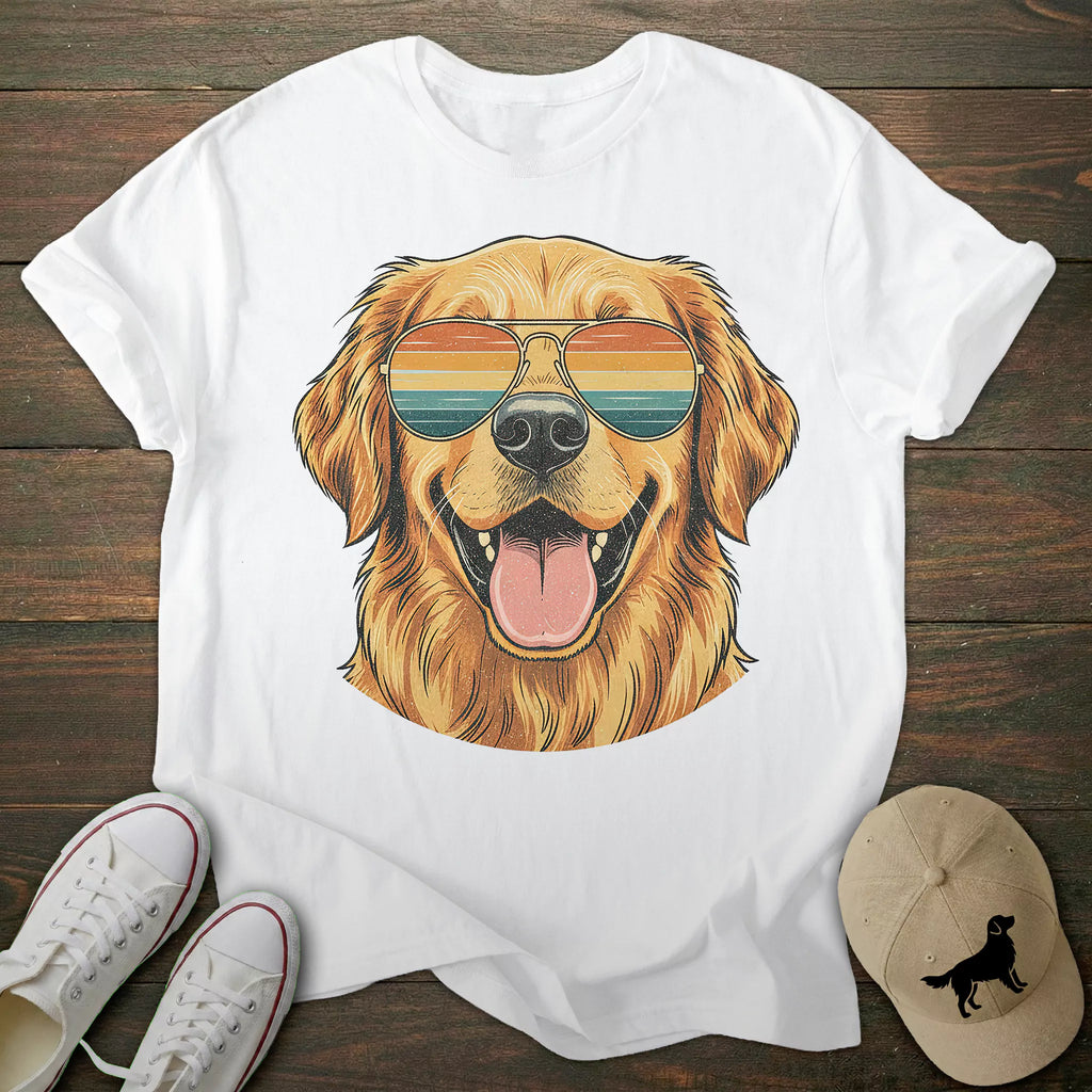 Retro Sunglasses Golden Retriever T-shirt